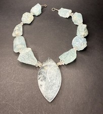 Hochwertige natürliche XXL Aquamarin Statement Kette Collier sehr selten