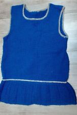 Strick Tunika Pullunder Mädchen Gr. 122 128 134 Tunika retro blau warm Handmade