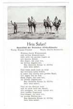 AK --Heia Safari !-- Das Marschlied der Deutschen Afrika-Kämpfer