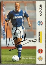 Michael Mike Büskens Schalke 04 handsignierte Autogrammkarte 1996-97 Eurofighter