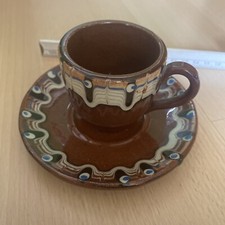 Bulgarische Keramik "Espresso Tasse Pfauenauge" Orig. DDR - SEHR GUT!
