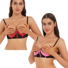Damen Dessous Tauchen BH Spitze Unterwäsche 1/4 Tasse Balconette Push Up Mikro