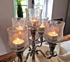 ❀ 5-er / 1-er Glasaufsatz Crinkle Kerzenleuchter Kerzenständer Teelichtaufsatz G