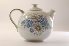 Teekanne Porzellan Kanne Tee Tea Blume Weiß Deckel Verzierung bunt kugelförmig 