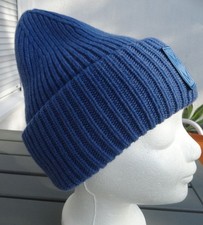 MIME Beanie Mütze Blau 75% Merino Wolle 15 % Seide 10% Kaschmir Damen