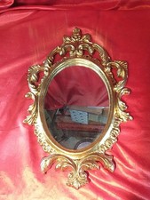 Alter Spiegel Wandspiegel Gold Holz Rahmen Florale Schnitzerei Vintage (5410)