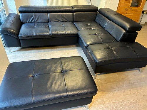 Schwarzes leder ecksofa form - schwarzes, l-form