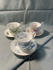 3x Royal Albert Bone China Flower of the Month England 1970 Mix Set Goldrand 