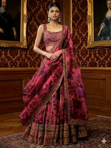 Lehenga choli rosa frau indien - lehenga,
