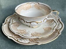 REICHENBACH VEB Gedeck Kaffeetasse PRUNKGEDECK Tasse WEISS-GOLD Goldrose