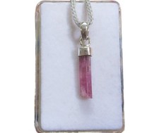 Rosa Turmalin Natur Kristall Anhänger 925 Silber 20x4,6 mm AD3203