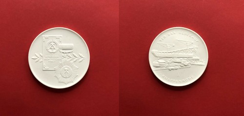 Ddr porzellan medaille bergbau - porzellan,