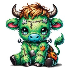 3x Halloween Highland cow car