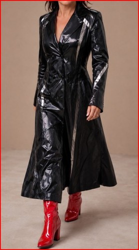 Damen maxi ledermantel - ledermantel, vinyl