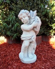 Statue putte mit fisch - "putte,