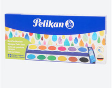 Pelikan Deckfarbkasten PF12 Wasserfarbkasten - 12 Farben inkl. Deckweiß Schule