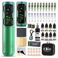 Tattoo Maschine Set kabellos 1800mAh Akku 36 Nadeln Ink professionell