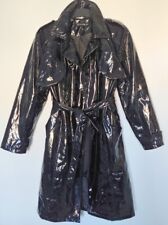 Tolle Damen Glanz PVC Lack Regenmantel + Futter Regen Jacke Mantel 38-40 Medium