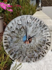 Wanduhr mit echten Dahlien aus Epoxidharz, Resin Uhr 35 cm, Handmade,  Naturdeko