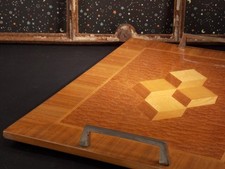 Coctail Servier Tablett antik geometrische Holz Einlegearbeiten Art Déco/Bauhaus