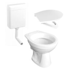 - Paket - Komplettset aus Stand-WC Tiefspüler weiß mit Sitz inklusive Spülkasten