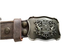 Luxus Gürtel Trachten mit Wappen von Töpfer, Herren Handgefertigt  Größe 115