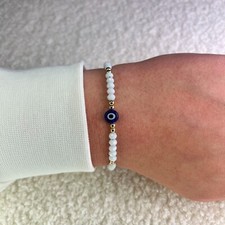 Weißes Böses Auge Armband Nazar, Mal De Ojo Perlenarmband, Boncuk Perlenarmband