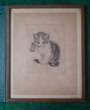 Meta Plückebaum Original-Radierung , Katze, signiert