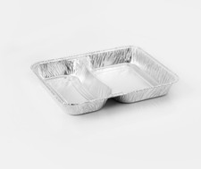 100 Aluminiumschalen Menüschalen Assietten 2-geteilt 227x177x38 mm 980ml