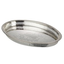Serviertablett Silber oval 37