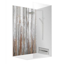 Duschrückwand Alu Duschrückwände Fliesenspiegel Eck / Einzel Set Holz grau 442