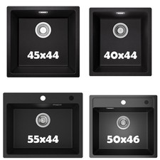 Granitspüle Küchenspüle Schwarz Einbauspüle Spülbecken mit Ablaufgarnitur Küchen