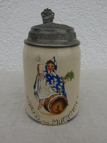 Alter bierkrug gruss aus - gruss,