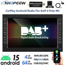 DAB+ 8Core 4+64G Android15 Radio Carplay GPS Für VW Golf 4 Polo 9N T5 Passat B5