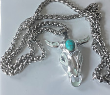 Edelstahl- Halskette  " BÜFFEL " Türkis