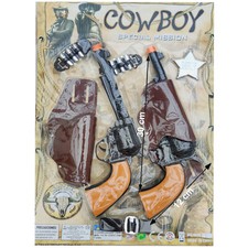 14-teiliges Cowboy Erwachsenen Set Revolver Holster Stern Gürtel Fakepatronen