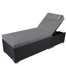 Sonnenliege Gartenliege Liege Liegestuhl Strandliege Polyrattan Rattan Schwarz