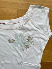 $ 138 JOHNNY WAS USA Trachten T-Shirt Top M 38/40 weiß bestickt Engel Baumwolle