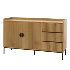 B-Ware Sideboard MCW-O39, 3 Schubladen 2 Türen, Holz Melamin 80x130x42cm, natur