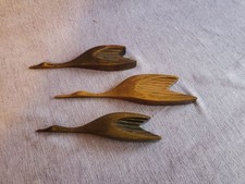vintage Mid century Teak Holz Wanddeko 3Vögel/Gans Skulptur Figur Design Danisch