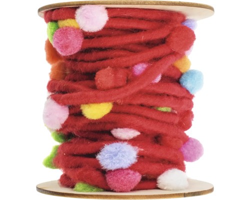 Filzkordel mit pompons - pompons, rot