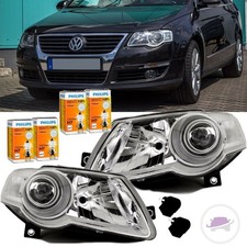 für VW Passat 3C SCHEINWERFER Set Chrom 05-10 H7/H7+  Philips Vision Birnen +30%