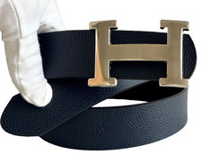 NEU Gürtel D & H Wendegürtel Nachtblau/Schwarz mit Schließe Schnalle silber