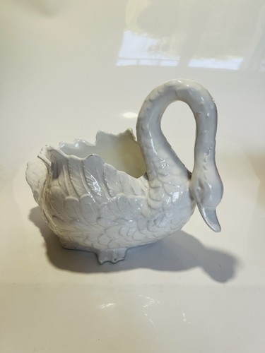 Porzellan schwan als übertopf - als,