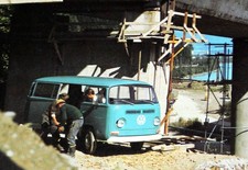 orig VW Werbe Postkarte 1960er T2a BUS camper van Westfalia Ovali Käfer Pritsche
