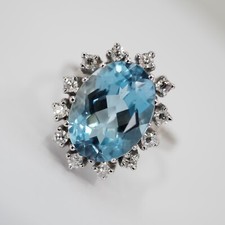 EXKLUSIVER DIAMANTRING IN 585/-WEIßGOLD AQUAMARIN 4,58ct RW:55