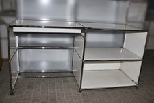 USM Haller Sekretär Schreibtisch 2 Fächer u. Ausziehplatte reinweiß Arbeitsplatz