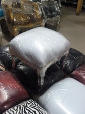 Barock Hocker Stoff weiß