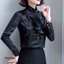 Damen Kunstseide Satin Hemd