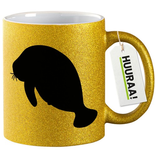 Glitzertasse seekuh silhouette - glitzertasse,